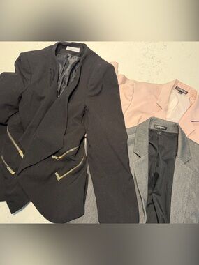 Express & Calvin Klein Women's Blazer Trio - Black, Gray & Blush Pink